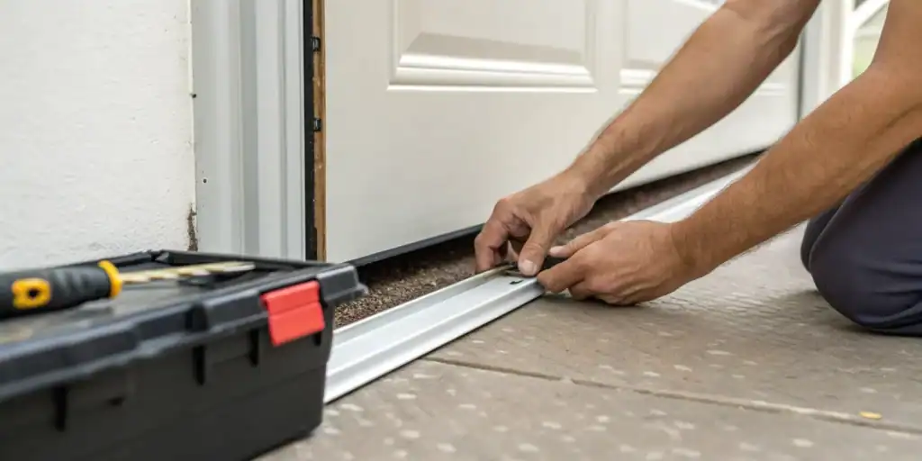 Replacing garage door bottom seal.