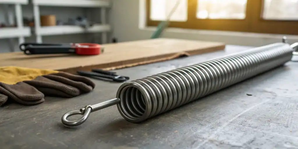 Replacing a garage door torsion spring.