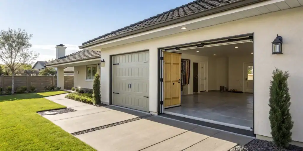 New garage door on a modern home.