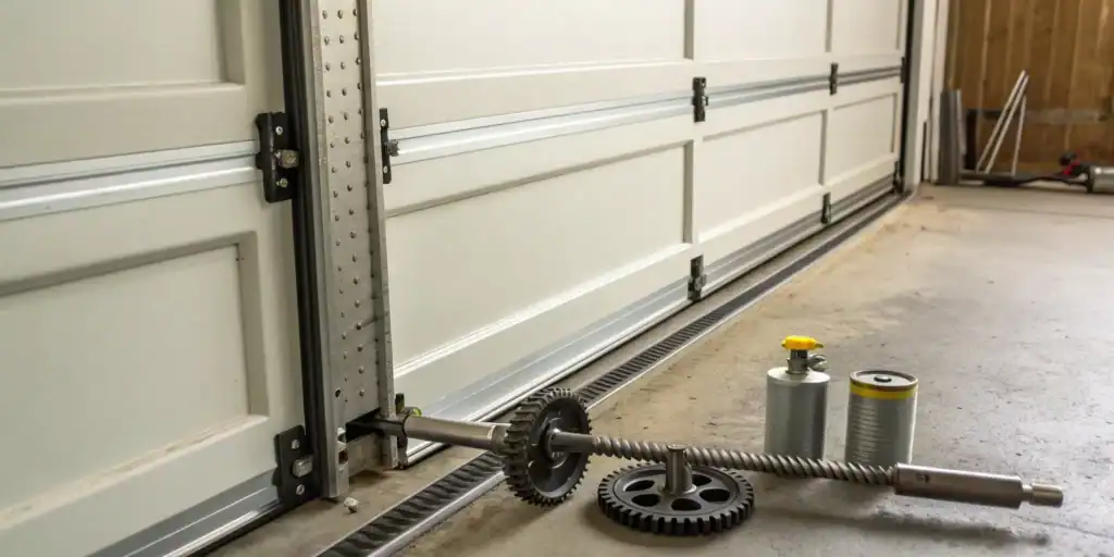 Cans of silicone and lithium lubricant for a garage door.