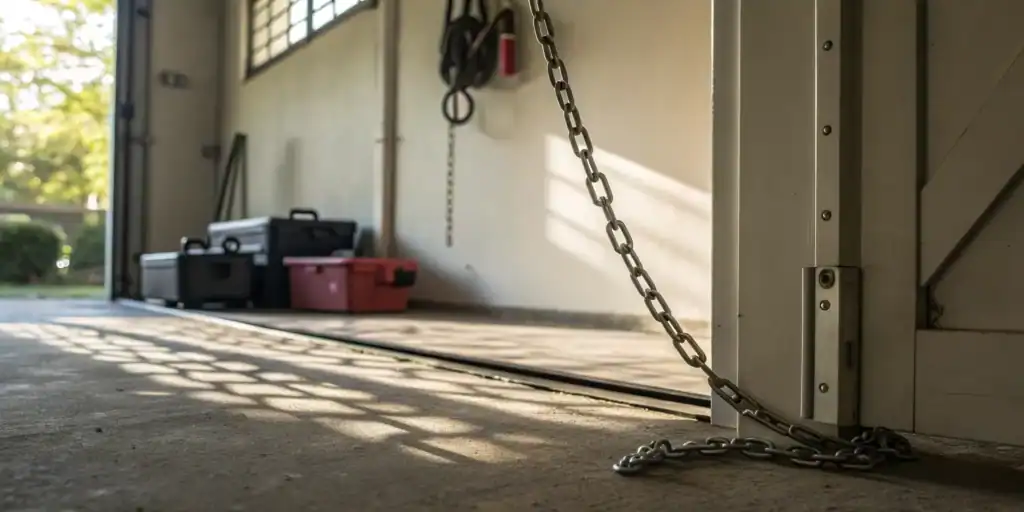 A garage door chain is moving but the door is not opening.